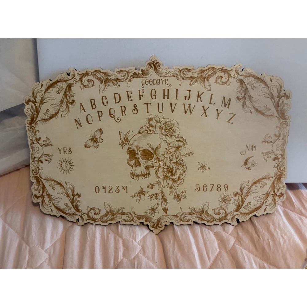 Handcrafted Artisan Made Board Felt Backed Spirit Board with planchette, Light